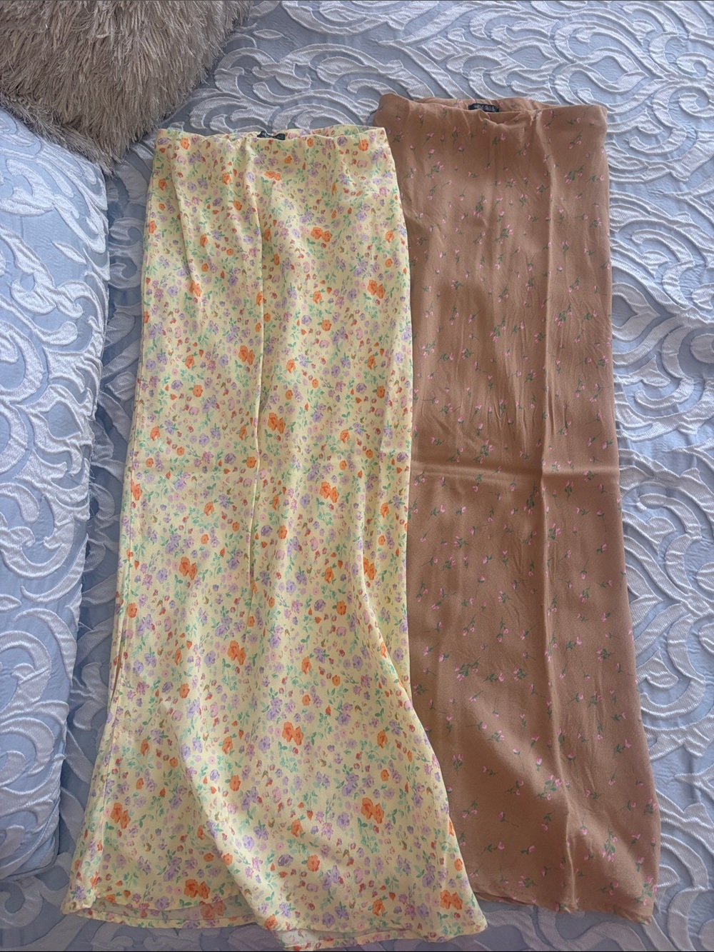Floral Maxi Skirt - Yellow & Brown | Unbranded